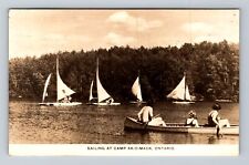 Camp Ak-O-Mack ON-Ontario Canada, RPPC, Sailing, Antique, Vintage Postcard picture