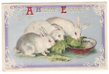 John Winsch 1914 Easter Postcard Rabbits Eating Lettuce Embossed Antique Vintage picture