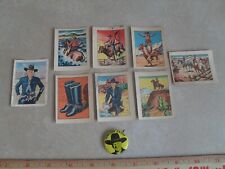 Lot of 7 Hopalong Cassidy 1951 Post Cereal Trading Cards Plus Hopalong Button picture