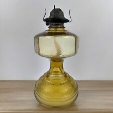 Vintage Pressed Amber Depression Glass Large Victorian Kerosene Oil Lamp~11” picture