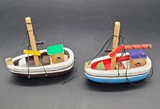 Vtg Model Ship Fishing Boats Wood Vessels Nautical. Set Of 2. AS IS. G346G picture
