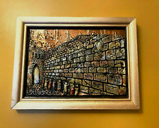 Framed Judaica Jerusalem Wailing Wall  Repousse Copper & Resin Art 15