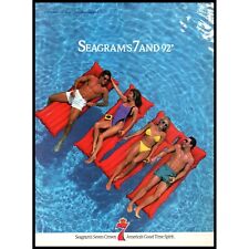 1987 Seagram's 7 Seven Crown Whiskey Vintage Print Ad Pool Yellow Bikini Photo picture