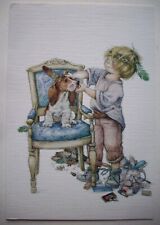 Lisi Boy plays dress up with hound dog vintage Birthday greeting card *M2 UNUSED picture