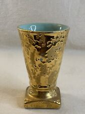Vintage Weeping Bright Gold Vase 22 K Hand Decorated Ceramic USA 7