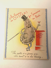 Vintage Greeting Card Oyster Anthropomorphic Unused Greetings Inc 1947 picture
