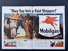 VTG 1941 Orig Magazine Ad MOBIL Oil Gas 2PG They Say He's A Fast Stepper Horses picture
