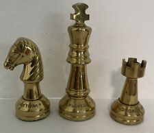 Brass King~Knight~Rook Chess Pieces Engraved Pharmaceutical Rep Awards Decor picture