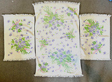 Vintage towels set of 3 Stevens Utica 2 Hand & Bath white purple Floral bouquet picture