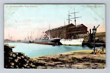 West Hartlepool England, The Central Dock, Ships, Antique Vintage c1910 Postcard picture