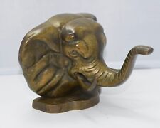 Handcrafted Brass Bronze Sculpture Elephant Head Hook Bookend picture