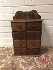 ANTIQUE VTG WOOD 8 DRAWER WALL SPICE CABINET BOX 16” TALL X 10” X 4 1/2” DEEP  picture