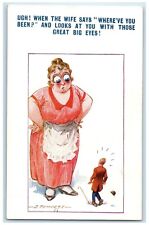 c1910's Angry Wife With Great Big Eyes Tempest Signed Bamforth Antique Postcard picture