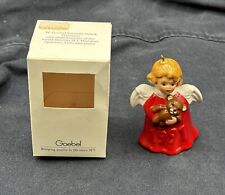Vintage Goebel 1991 Porcelain Angel Bell Ornament ~ Red with Teddy Bear picture