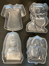 Lot of 4 Vintage Wilton Cake Pans. Dog, Cathy, Super hero, Shirt. picture