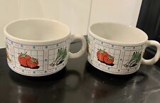 Set Of 2 Vintage Collectible Ceramic Soup Mug Bowls Vegetables GIFTCO Taiwan picture
