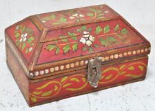 Vinage Wooden Dome Shaped Storage Box Original Old Hand Crafted Floral Painted picture