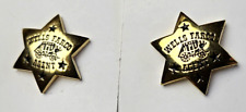 Vintage Pair of Wells Fargo Agent Pinback Mini Badges - Gold Sheriff Star picture