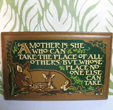 Vtg Yorkraft A Mother Is Mother's Day Wood Wall Plaque Baby Deer Mom Cottagecore picture