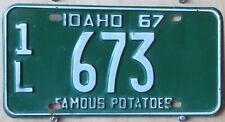 IDAHO   license plate  1967  1L 673   all original   Latah Co picture