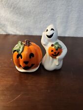Vintage Halloween Fitz And Floyd Ghost Pumpkin Salt Pepper Shakers  picture