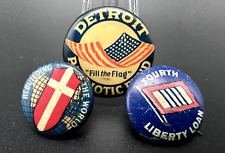 THREE WWI FUNDRAISING PINS: DETROIT PATRIOTIC FUND, 4TH LIBERTY LOAN, RED CROSS picture