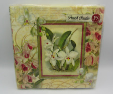 Punch Studio  Luncheon 3 Ply Paper Napkins White Orchids Pkg of 20 picture