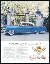 1954 Cadillac coupe gorgeous blue car photo vintage print ad picture