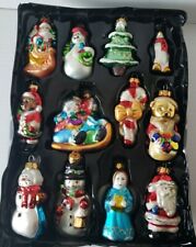 Merry Brite 12 Count Glass Figurine Christmas Tree Ornaments Pre-owned In Box  picture