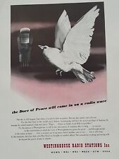1943 Westinghouse Radio Stations Inc.  Fortune Magazine WW2 Print Ad Dove Peace picture