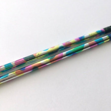 2x VTG Pencils 80s Rainbow Foil Pink Blue Green Yellow Colorful Unsharpened picture