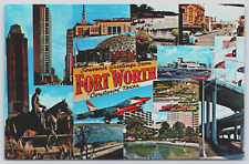 Souvenir Greetings From Fort Worth Cowtown Texas Multiview Vintage Postcard J10 picture