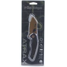 Fox Edge Atrax Linerlock Folding Knife Bronze Blade Black G10 Handle Pocket Clip picture