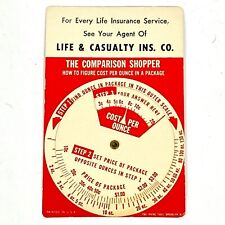 1961 Cost Per Oz Calculator Comparison Shopper Life & Casualty Wheel Adverting picture