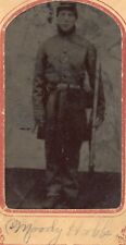 1864 Tintype Moody Hobb Civil War Soldier Rifle Paper Sleeve Tax Stamp picture