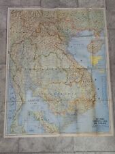Vintage 1967 VIET NAM/CAMBODIA/LAOS & THAILAND National Geographic map/Vtg Pin  picture
