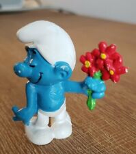 Smurfs Lover Smurf with Flower Figure 20044  Peyo Schleich 1978  picture