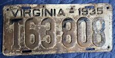 1935 Virginia License Plate Original #T63-808 picture
