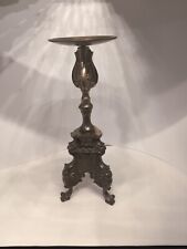 12 Inch - 1800s Victorian Ornate Brass Candlestick Holder Pillar Column Vintage picture