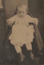 Old Vintage Antique Tintype Photo Cute Victorian Baby Child Kid Seated in Chair picture