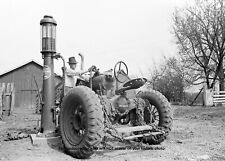 1940 Great Depression Farmall Tractor PHOTO Iowa Farm Gas Pump Station picture