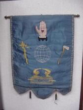 IOOF ODD FELLOWS ANTIQUE BANNER HEART in HAND, SNAKE on CROSS, AXE, ARK of the picture