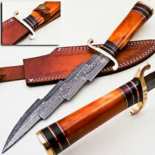 BEAUTIFUL HANDMADE DAMASCUS STEEL HUNTING/BOWIE/ZIG ZAG KNIFE HANDLE OLIVE WOOD  picture