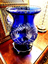 LARGE VINTAGE BANASH CUT CRYSTAL VASE - MADE IN CZECH - 1950s -VERY DETAILED picture