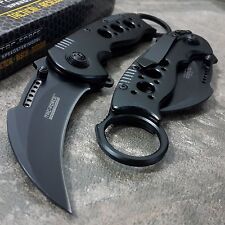 BLACK KARAMBIT SPRING POCKET KNIFE Tactical Open Folding Claw Assisted Blade EDC picture
