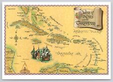 Map of West Indies and the Caribbeans Cayman Islands Atlantic Ocean Postcard picture