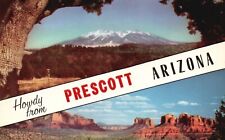 Postcard AZ Howdy from Prescott Arizona Multi View Chrome Vintage PC G2377 picture