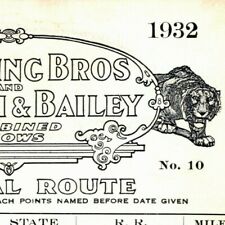 Scarce 1932 Ringling Bros. B&B Circus Route Card Oklahoma Florida Texas picture