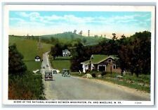 c1930's Scene Of The National Highway Between Washington PA Wheeling WV Postcard picture