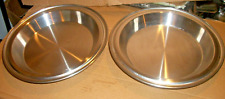 2 Vintage Heavy Gauge Stainless Steel Pie Plate/Pans Unbranded No-Drip USA picture